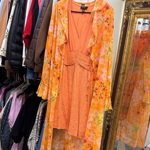 Jessica Simpson Orange dress and wild fable long Sleeve duster.